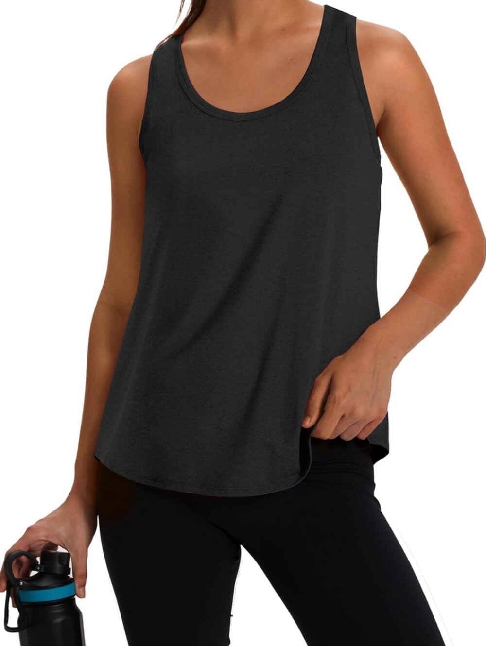 Wiholl Women's Charcoal Black Workout Athletic Racerback Tank Top Large